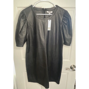 NWT BB Dakota Shasta Faux Leather Dress Sz XL Black Puff Sleeve Whimsigoth
